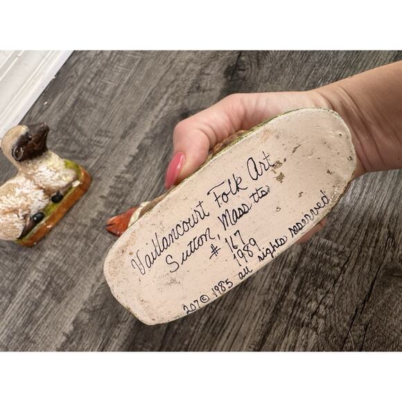 Vaillencourt Folk Art Chalkware Sheep Set #61 #166 #167 1980’s Rustic Primitive - Picture 5 of 16